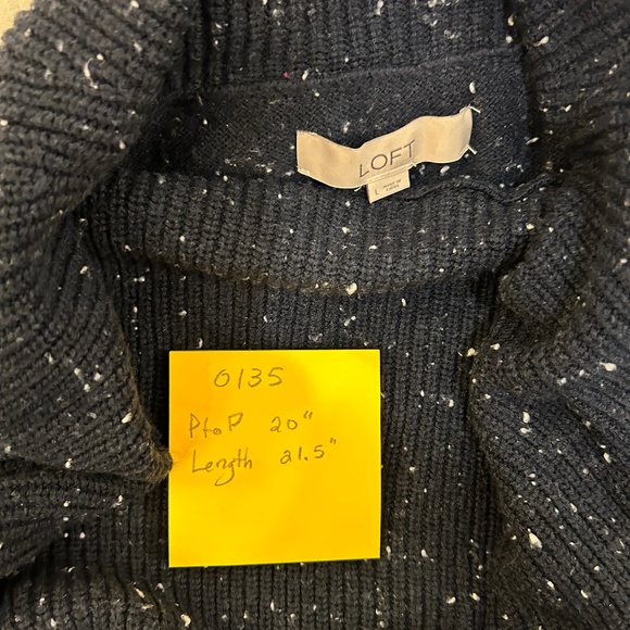 Soft Blue Drape Neck Sweater with White Speckles Size Large by Loft - Picture 9 of 9